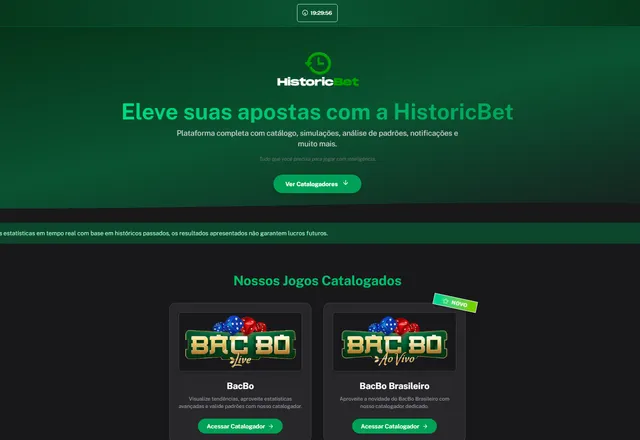 Captura de tela do projeto Historic Bet