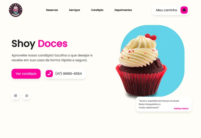 Captura de tela do projeto Shoy Doces